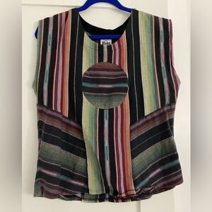Sara Bergman Railroad Circle Blouse in Sunset Stripe